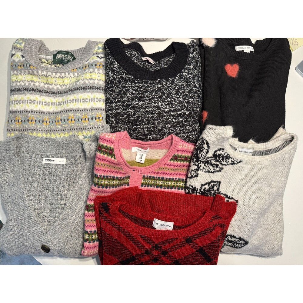 Lot of 8 Mixed Brand Sweater Winter Closet Bundle AE Liz Claiborne Sonoma